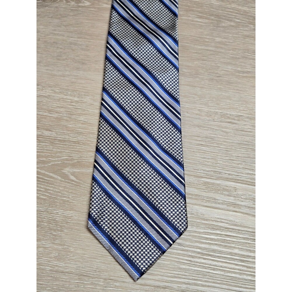Jos A Bank Signature Collection Silk Tie Blue Gray Striped Men’s Classic